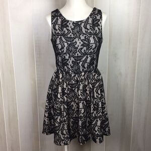 HS Heart Soul Womens Dress Black & Ivory Lace Look Small